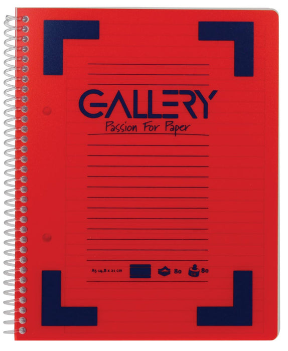 Gallery Traditioneel spiraalschrift ft A5, gelinieerd, assorti kleuren, 160 pagina's 6 stuks