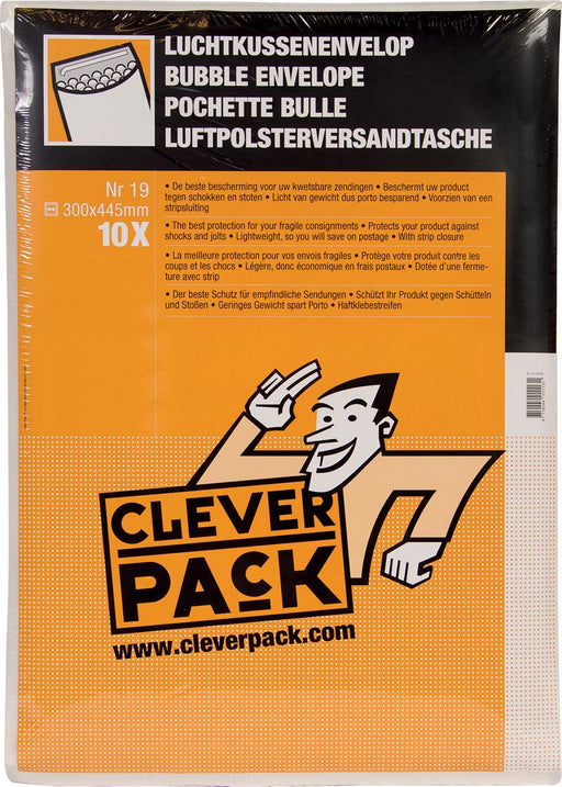 Cleverpack luchtkussenenveloppen, ft 300 x 445 mm, met stripsluiting, wit, pak van 10 stuks 5 stuks, OfficeTown