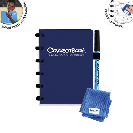 Correctbook A6 Original: uitwisbaar / herbruikbaar notitieboek, gelijnd, Midnight Blue (marineblauw) 40 stuks, OfficeTown