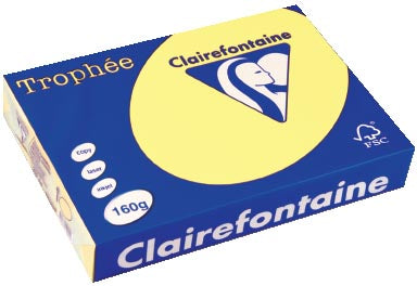 Clairefontaine Trophée Pastel, gekleurd papier, A4, 160 g, 250 vel, citroengeel 4 stuks, OfficeTown
