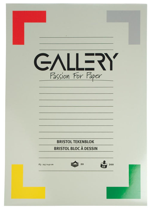 Gallery Bristol tekenblok, ft 29,7 x 42 cm, A3, 200 g m², 20 vel 20 stuks, OfficeTown