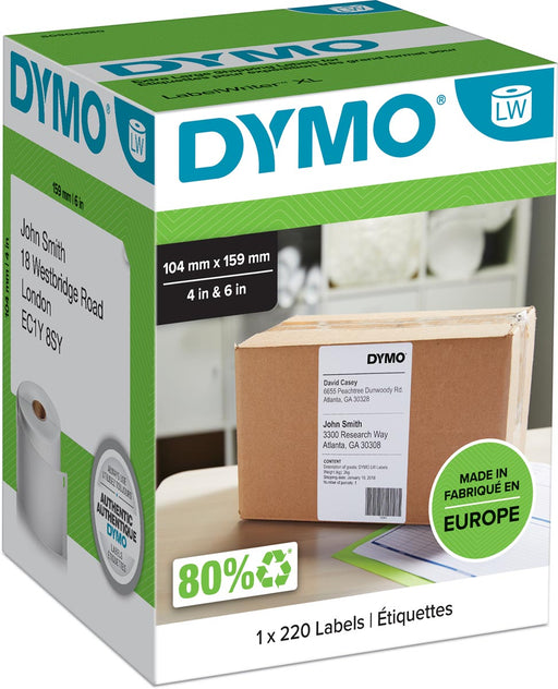 Dymo etiketten LabelWriter ft 104 x 159 mm, wit, 220 etiketten 12 stuks, OfficeTown