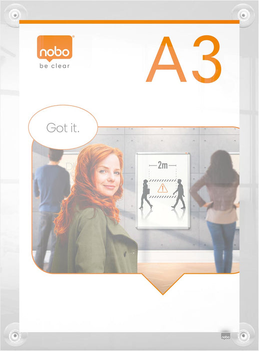 Nobo Premium Plus Acryl informatiebord met zuignapbevestiging, wandgemonteerd, in A3-formaat