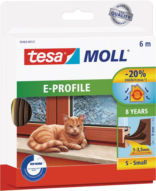 Tesa Moll Classic tochtstrip E-profiel, 6 m, bruin 10 stuks, OfficeTown
