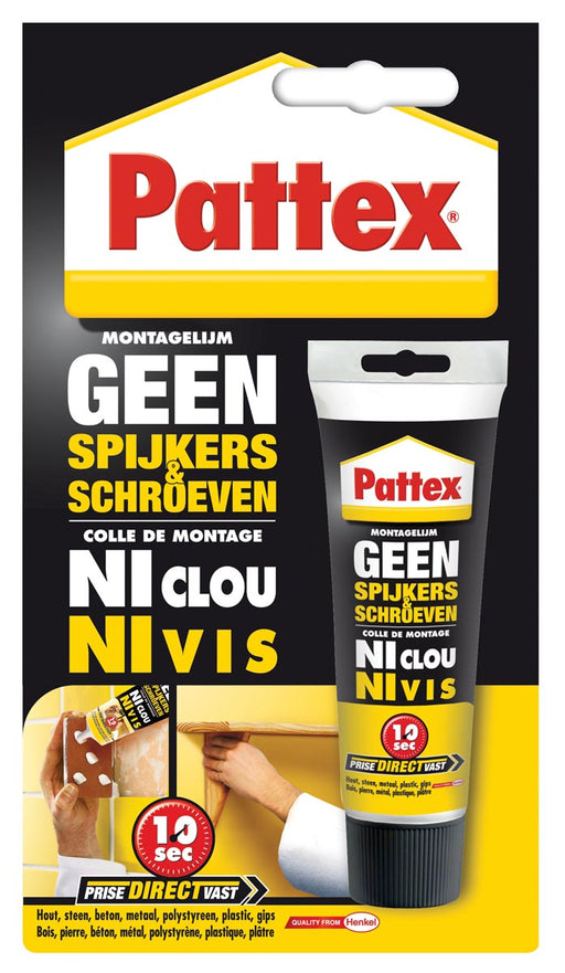 Pattex montagelijm Geen Spijkers & Schroeven, tube van 50 g, op blister 12 stuks, OfficeTown