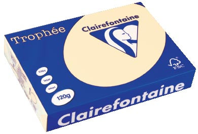 Clairefontaine Trophée Pastel, gekleurd papier, A4, 120 g, 250 vel, crème