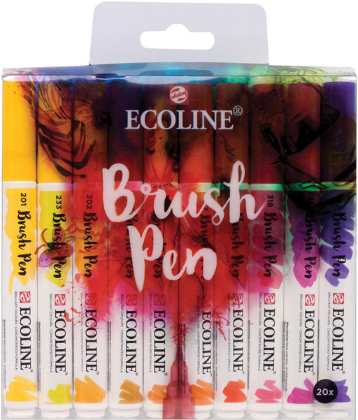Talens Ecoline Brush pen, etui met 20 stuks in geassorteerde kleuren 3 stuks, OfficeTown