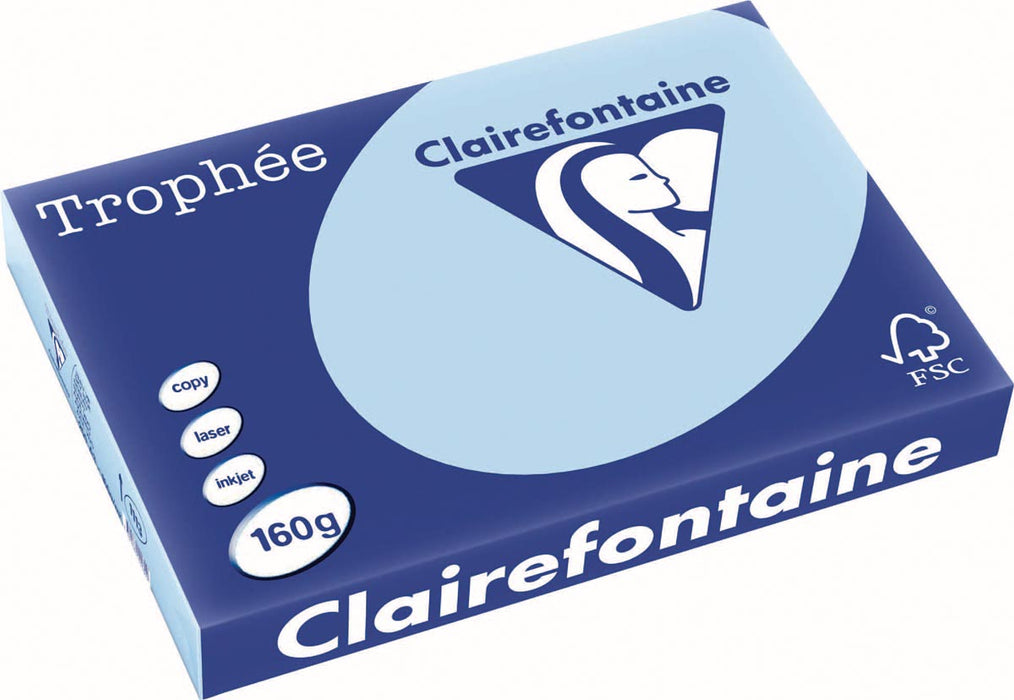 Clairefontaine Trophée Pastel, gekleurd papier, A3, 160 g, 250 vel, blauw