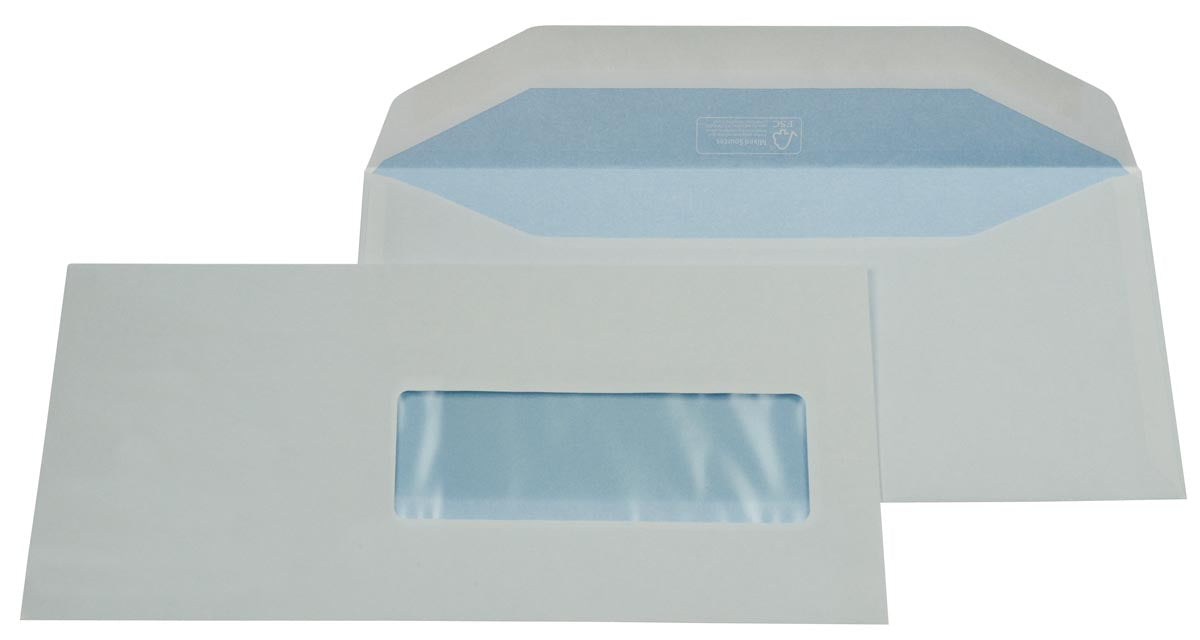 Enveloppen ft 114 x 229 mm, wit papier, doos van 500 stuks
