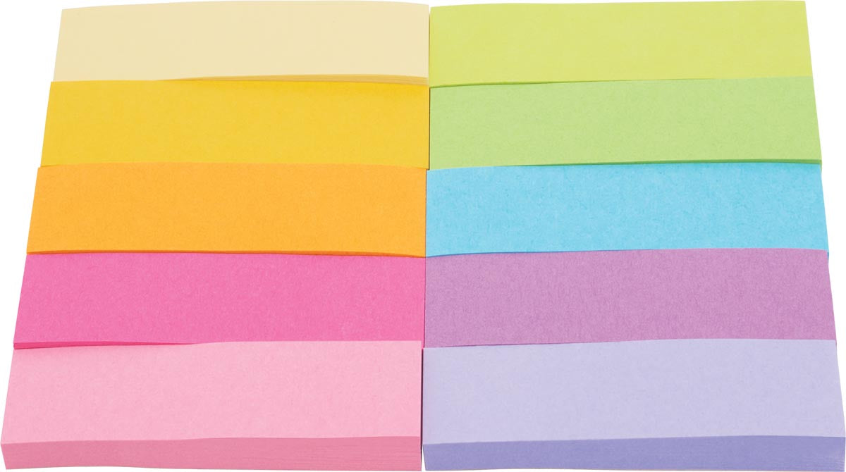 Post-It notitie markers, 50 vellen, verpakking van 10 blokjes, verschillende kleuren