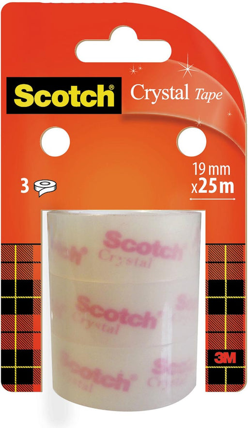 Scotch Crystal Clear Tape, Navullingen, 19 mm x 25 m, 3 rollen 24 stuks, OfficeTown