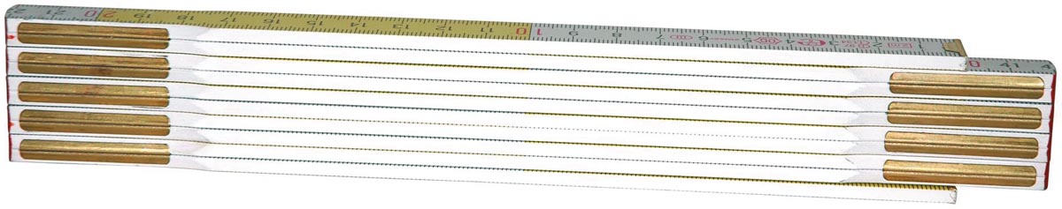 Stanley vouwmeter van hout, 15 mm x 2 m, wit/geel
