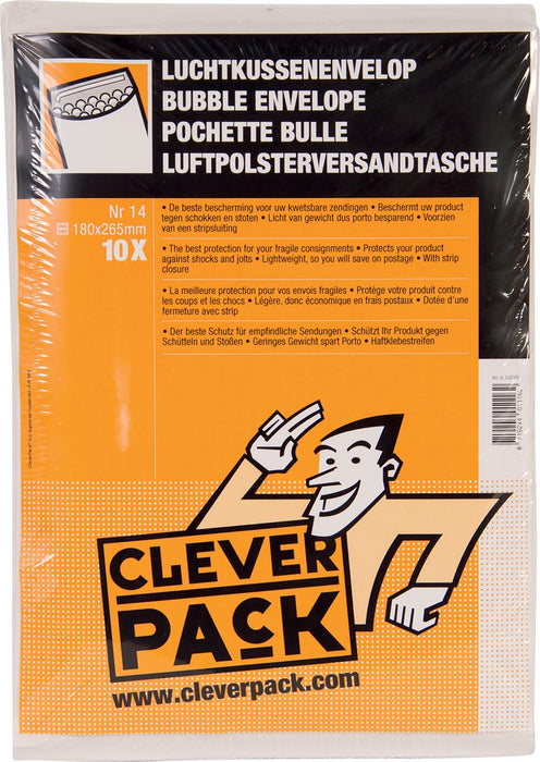 Cleverpack luchtkussenenveloppen met stripsluiting, wit, 10 stuks