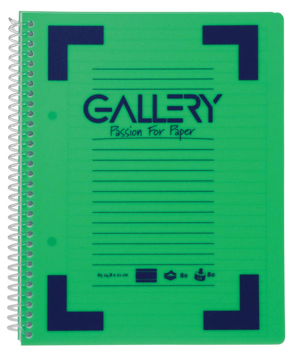 Gallery Traditioneel spiraalschrift ft A5, gelinieerd, assorti kleuren, 160 pagina's 6 stuks