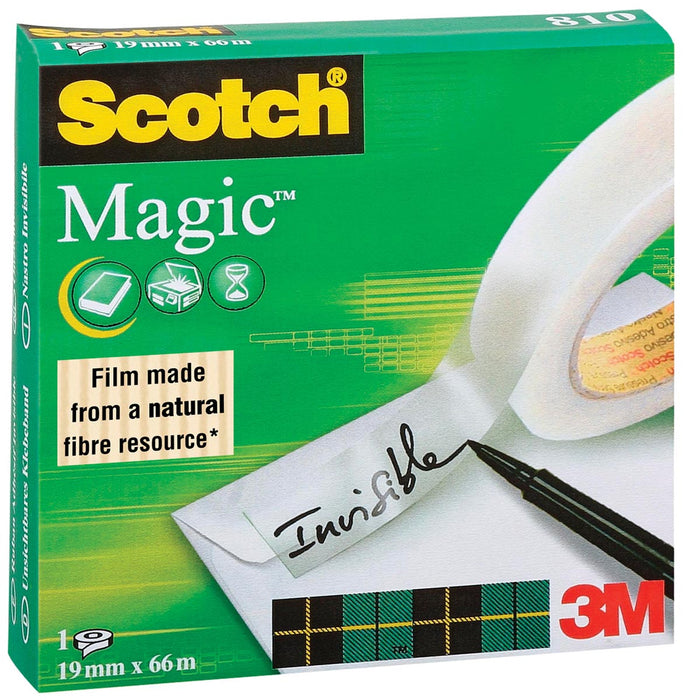 Scotch plakband Magic Tape 19 mm x 66 m, onzichtbaar en beschrijfbaar