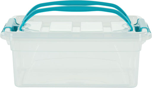 Whitefurze Carry Box opbergdoos 5 liter, transparant met blauwe handvaten 12 stuks, OfficeTown