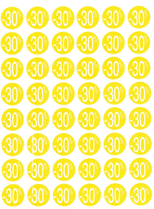 Agipa Kortinglabel -30%, geel, pak van 192 stuks, verwijderbaar
