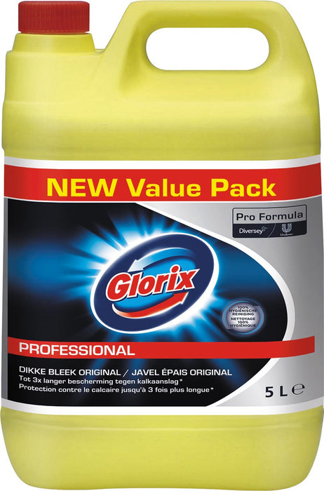 Glorix Pro Formula toiletreiniger dikke bleek Original met chloor, fles van 5 l