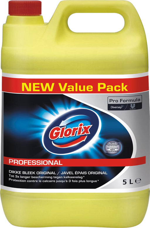 Glorix Pro Formula toiletreiniger dikke bleek Original met chloor, fles van 5 l 4 stuks, OfficeTown