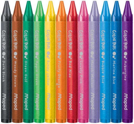 Maped waskrijt Color'Peps Wax, doos van 12 stuks in geassorteerde kleuren 12 stuks, OfficeTown