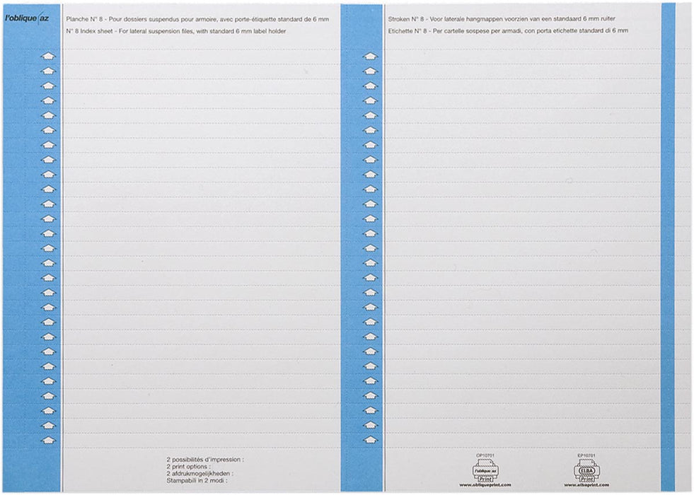 Elba tabblad type 8, vel met 2x27 etiketten, pak van 270 etiketten, blauw