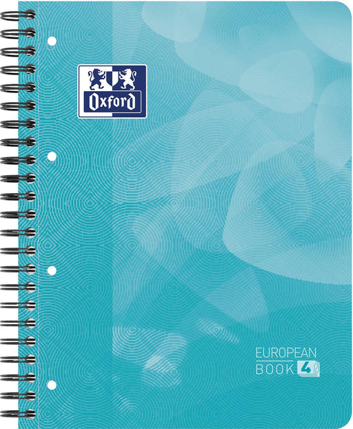 Oxford School Projectbook spiraalschrift, ft A4+, 4-gaats, gelijnd, aqua blauw 5 stuks, OfficeTown