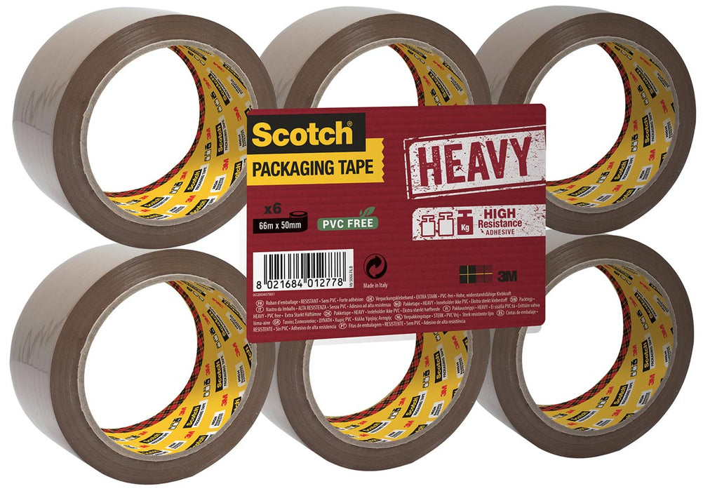 Scotch verpakkingstape Heavy-duty, 50 mm x 66 m, bruin, pak van 6 stuks