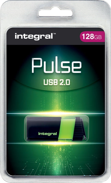 Integral Pulse USB 2.0 stick, 128 GB, zwart/groen