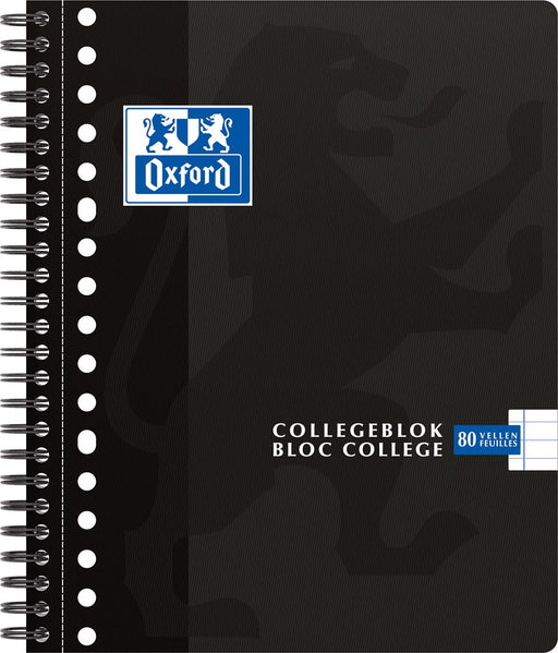 Oxford School collegeblok, ft A5+, 160 bladzijden, 17 gaats, kantlijn, gelijnd, zwart 5 stuks, OfficeTown
