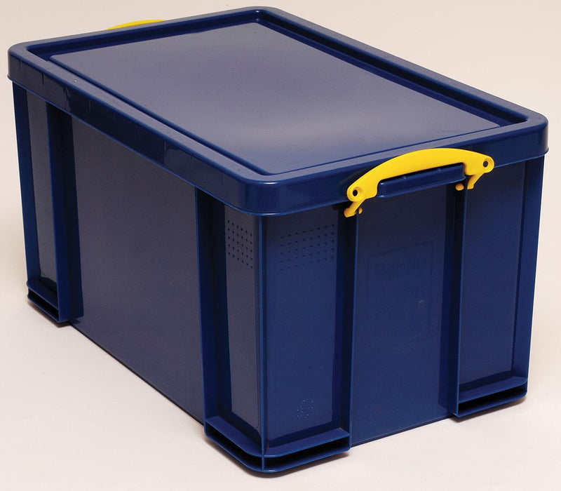 Really Useful Box Box opbergdoos 84 liter, donkerblauw met gele handvaten 3 stuks