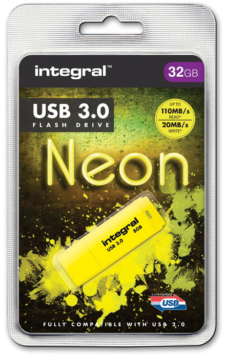Integrale Neon USB 3.0 stick, 32 GB, geel