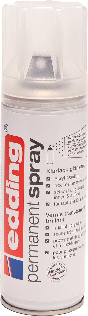 Edding Permanent Spray 5200 transparante lak, 200 ml, glans 6 stuks, OfficeTown