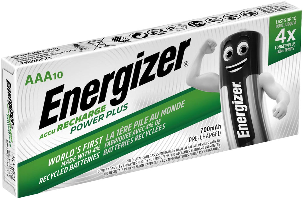 Energizer herlaadbare batterijen Power Plus 700 AAA/HR03/NH12, pak van 10 stuks 12 stuks, OfficeTown