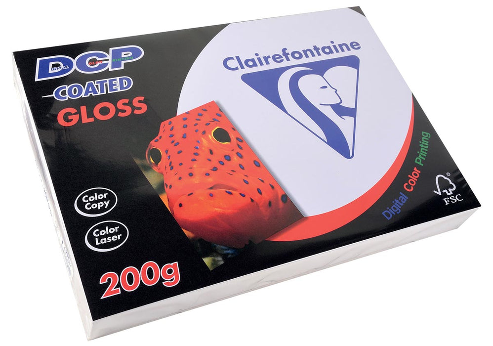 Clairefontaine DCP presentatiepapier gecoat glans ft A4, 200 g, pak van 250 vellen 4 stuks