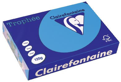 Clairefontaine Trophée Intens, gekleurd papier, A4, 120 g, 250 vel, koningsblauw 5 stuks, OfficeTown