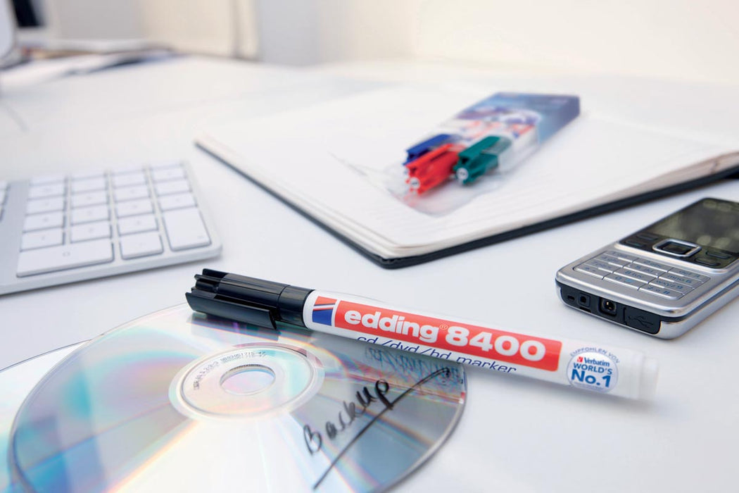 Edding permanent marker voor CD/DVD/BD e-8400 blauw 10 stuks, OfficeTown