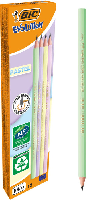 Bic grafietpotlood Evolution Pastel HB, doos van 12 stuks, assorti Bic