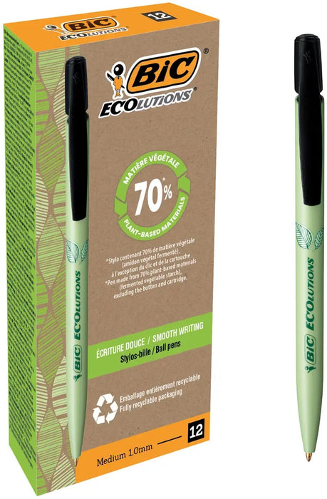 Bic Media Clic Bio-based Ecolutions balpen, zwart 12 stuks