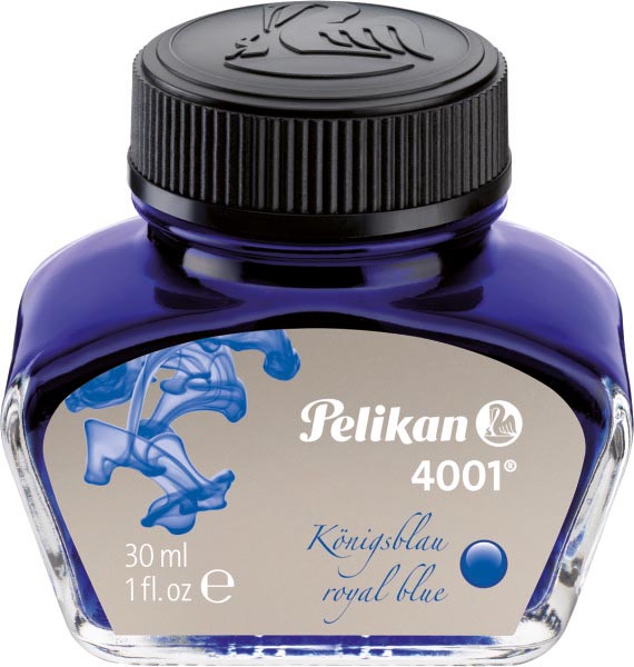 Pelikan vulpen inkt 4001 koningsblauw - Glass fles 30 ml.