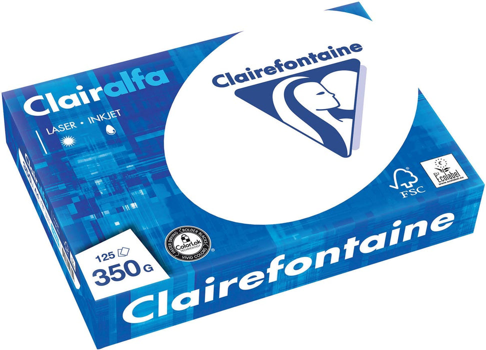 Clairefontaine Clairalfa presentatiepapier A4, 350 g, pak van 125 vel met EU Ecolabel