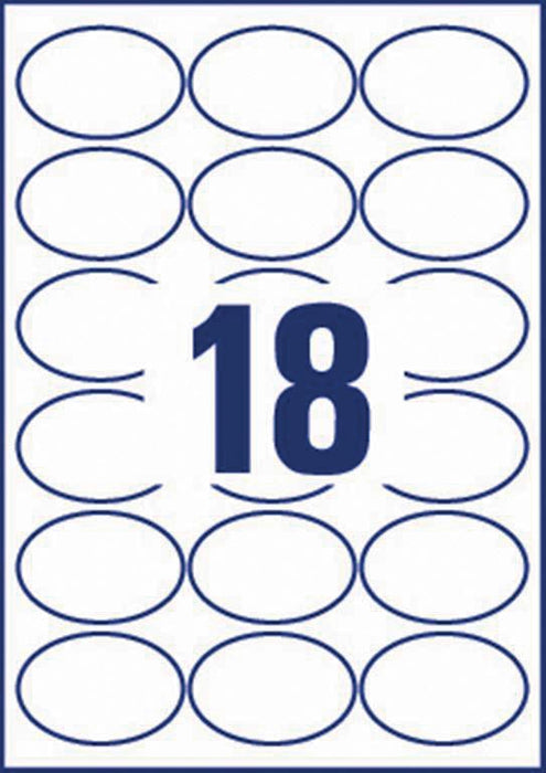 Avery J8102-10 Ovale Gecoate Etiketten voor Inkjetprinters, 180 stuks, Wit