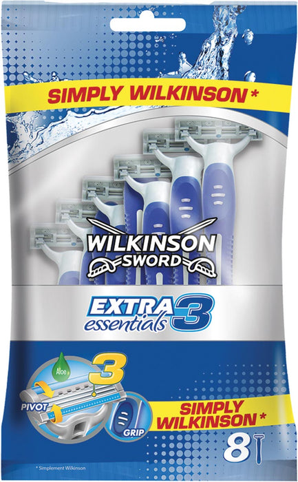 Wilkinson Extra 3 Essentials scheermes, set van 8 stuks
