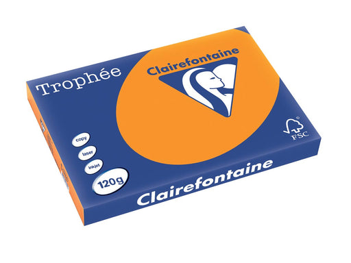 Clairefontaine Trophée Intens, gekleurd papier, A3, 120 g, 250 vel, feloranje 5 stuks, OfficeTown