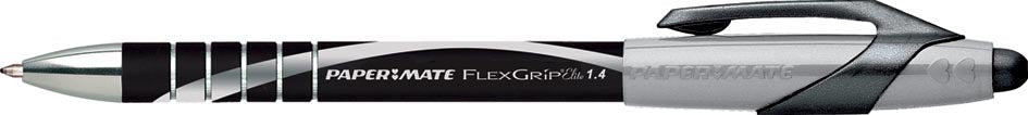 Paper Mate Flexgrip Elite balpen zwart met intrekbaar rubberen lichaam Paper Mate