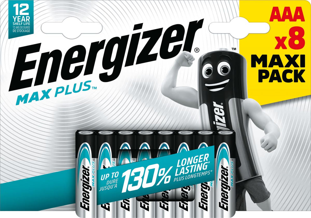 Energizer Max Plus AAA-batterijen, verpakking van 8 stuks