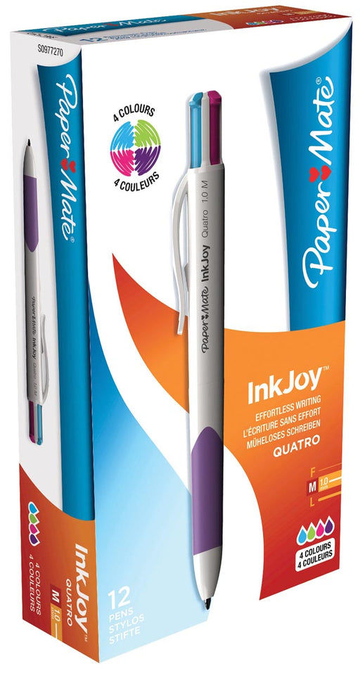 Paper Mate 4-kleuren balpen InkJoy Quatro fun 12 stuks, OfficeTown