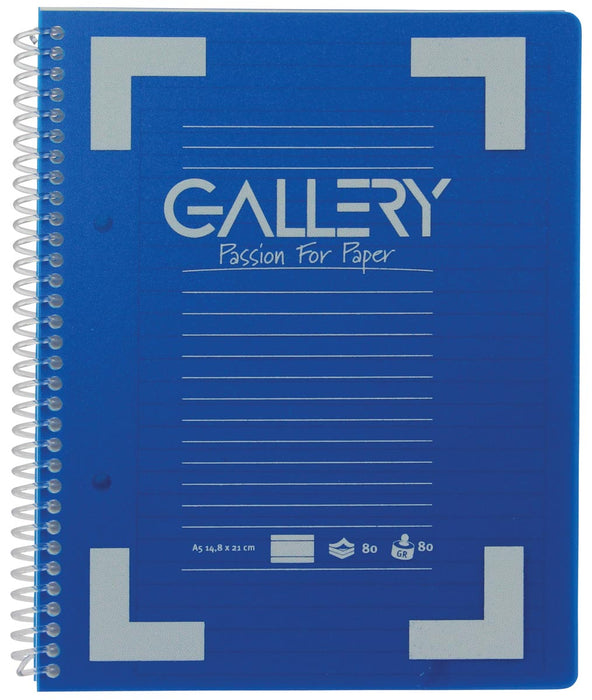 Gallery Traditioneel spiraalschrift ft A5, gelinieerd, assorti kleuren, 160 pagina's 6 stuks