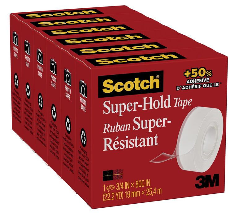 Scotch Super Hold plakband, 19 mm x 25,4 m, 6 rollen
