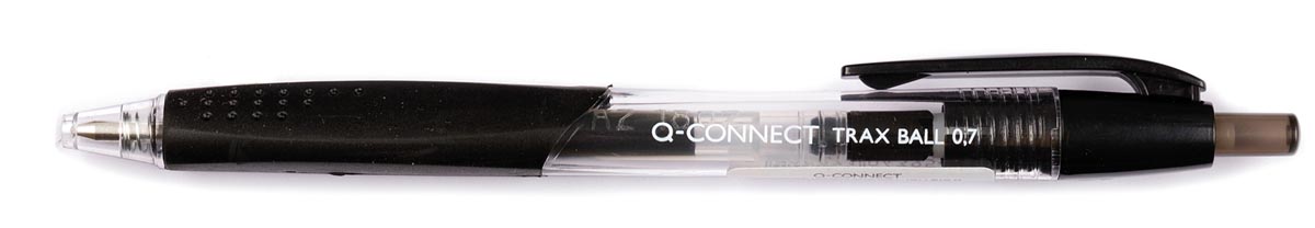 Q-CONNECT balpen met grip, medium punt, zwart met rubberen grip en clip