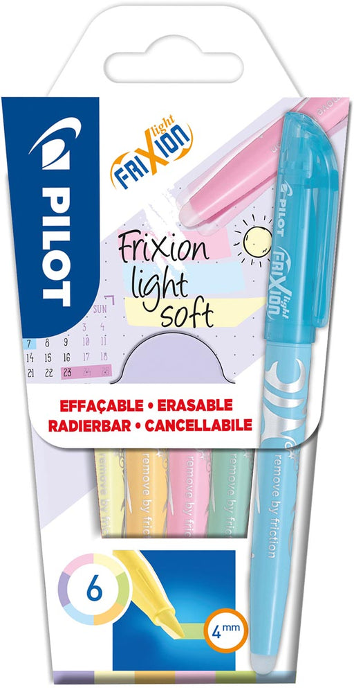Pilot markeerstift Frixion Light Soft, blister van 6 stuks in geassorteerde kleuren 12 stuks, OfficeTown